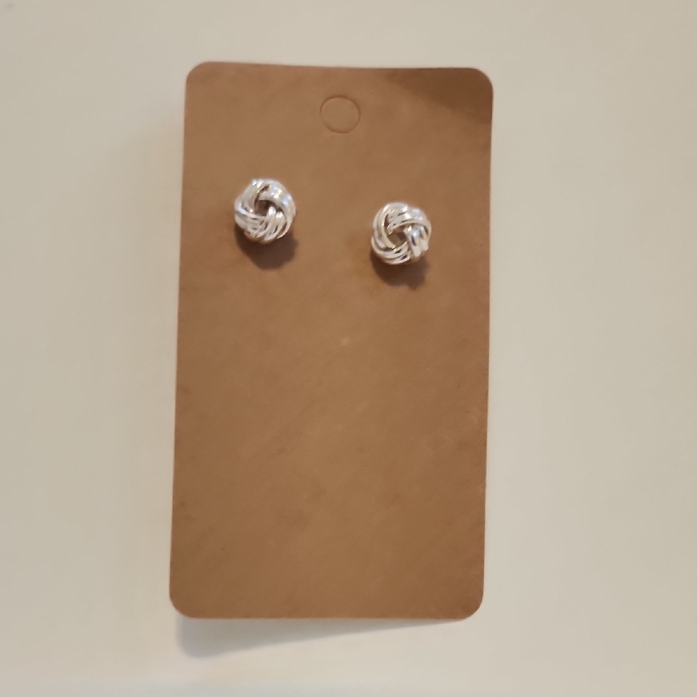 Silver Knot Stud Earrings Classic Women's Jewelry